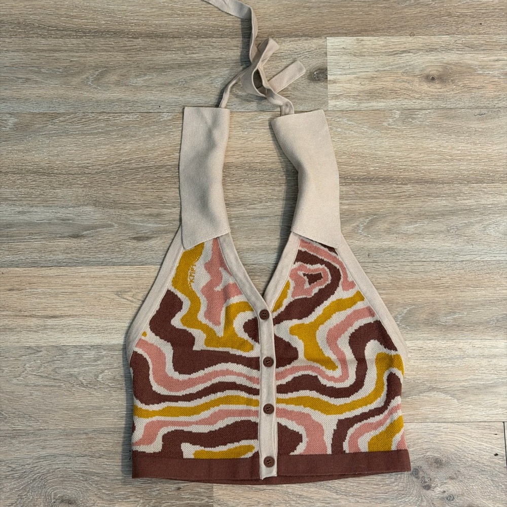 Abstract Patterned Halter Top
